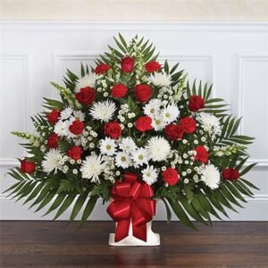 Heartfelt Tribute™ Floor Basket- Red & White